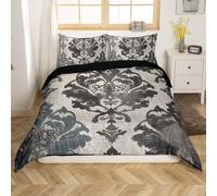 Loussiesd Set di biancheria da letto con copripiumino damascato in stile gotico antico vittoriano barocco per letto super king size per ragazze e donne vintage floreale