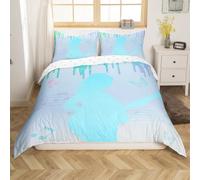 Loussiesd Set di biancheria da letto con copripiumino e federa, motivo chitarra musicale, colore blu, per letto junior/culla, con glitter, alla moda, decorazione per la stanza delle donne,