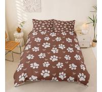 Loussiesd Set di biancheria da letto con copripiumino king size con zampa di gatto, per ragazzi e ragazze, 3 pezzi, decorazione per la stanza dell'amore, marrone, traspirante, morbido e leggero, in