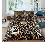 Loussiesd Set di biancheria da letto con copripiumino leopardato con stampa safari e ghepardo per bambini e donne, ultra morbido, motivo animali selvatici, 3 pezzi, per letto matrimoniale