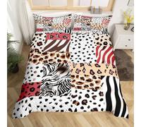 Loussiesd Set di biancheria da letto con copripiumino leopardato, giraffa, leopardo, tigre, strisce, safari, animali selvatici, biancheria da letto e biancheria da letto per bambini con 1 federa