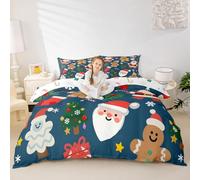 Loussiesd Set di biancheria da letto con copripiumino natalizio per tutte le stagioni, per letto junior/culla, con 1 federa per cuscino, omino di pan di zenzero, in microfibra, per bambini