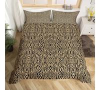 Loussiesd Set di biancheria da letto con copripiumino per letto matrimoniale, motivo zebrato, traspirante, morbido, nero, giallo, 3 pezzi, stampa animalier, decorazione per camera da letto, in