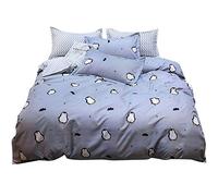 Loussiesd, set di biancheria da letto con copripiumino per letto singolo, matrimoniale, king size, con dinosauro e elefante stampato in morbida microfibra, con grazioso motivo gatto, pinguino,