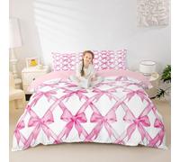 Loussiesd Set di biancheria da letto con fiocco ad acquerello, per letto junior/culla, con copripiumino Bowkont, per ragazzi e ragazze, con fiocco, traspirante, morbido e leggero, in microfibra