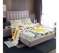 Loussiesd - Set di biancheria da letto con motivo della Torre Eiffel, paesaggio urbano famoso in tutto il mondo, per ragazzi e ragazze, set di biancheria da letto moderna e cartone animato, lenzuola