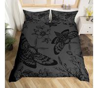 Loussiesd Set di biancheria da letto king size per bambini con teschio e teschio della morte, per ragazzi e ragazze, stile gotico, gotico, gotico, gotico, gotico, Halloween, bohémien, falena, floreale