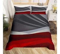 Loussiesd Set di biancheria da letto moderno astratto set copripiumino per bambini rosso e grigio nero geometrico set di biancheria da letto donna uomo striscia linea Decor Comforter Cover in