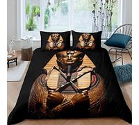 Loussiesd Set di biancheria da letto per adulti faraone stampato 3D faraone copripiumino per ragazzi e ragazzi, in stile antico Egitto, con 1 federa, 2 pezzi per letto singolo