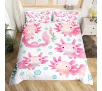 Loussiesd Set di biancheria da letto per bambini con copripiumino Axolotl con stampa di salamandra e oceano kawaii, per donne, uomini, adolescenti, ultra morbido, decorativo, con cerniera Axolotl, per