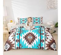 Loussiesd Set di biancheria da letto per bambini con copripiumino bohémien per bambini e bambine, per letto junior/culla, traspirante, morbido, azteco, 2 pezzi, decorazione tribale per camera da letto