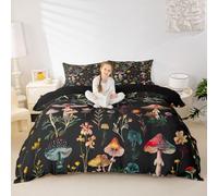 Loussiesd Set di biancheria da letto per bambini con funghi in stile cartone animato, per letto junior/culla, per bambini, ragazzi e ragazze, per camera da letto, piante selvatiche, decorazione