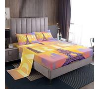 Loussiesd Set di biancheria da letto per bambini e ragazze, motivo: Torre Eiffel, paesaggio urbano di Parigi, moderno, per letto king size