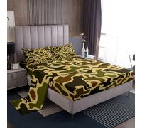 Loussiesd Set di biancheria da letto per bambini, motivo mimetico, per letto matrimoniale, per ragazzi e adolescenti, colore verde mimetico, anatra, cane, cacciatori, stile rustico