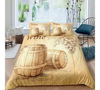 Loussiesd - Set di biancheria da letto per la fattoria, in legno, stile rustico, motivo frutta, vigneto, per la camera da letto, per la camera da letto e le ragazze, motivo grappolo d'uva, 3 pezzi