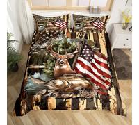 Loussiesd Set di biancheria da letto per letto king size con 2 federe, in microfibra, motivo cervo carino, per tutte le stagioni, per bambini, fattoria, loge, country, camera da letto, decorazione