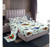 Loussiesd Set di biancheria da letto per pesci Cartoon Sealife Set di lenzuola per bambini Bambini Adolescenti Oceano Lenzuola Natura Set da letto 3 pezzi Singolo Dimensioni