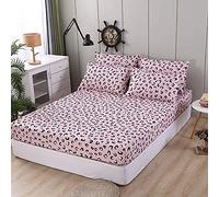 Loussiesd Set di biancheria da letto per ragazze con stampa leopardata, lussuoso, rosa e nero, set di lenzuola per letto singolo, per bambini e donne, lenzuolo con angoli con animali selvatici, con 2