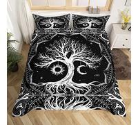 Loussiesd Set di biancheria da letto per ragazze ragazzi e bambini Sun and Moon Boho Comforter Cover Bohemian Copripiumino Galaxy Astrologia Copriletto Psichedelico Hippie King Size 3 pezzi