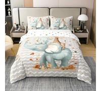 Loussiesd Set di biancheria da letto per ragazzi e ragazze, motivo animali della giungla, in cotone, per letto singolo, traspirante, morbido, con giraffa, 2 pezzi, motivo safari africano, decorazione