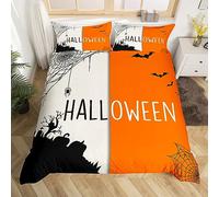 Loussiesd Set di biancheria da letto vintage autunnale per bambini, ragazzi e ragazze, per letto junior/culla, decorazione per camera da letto, arancione cimitero, 2 pezzi