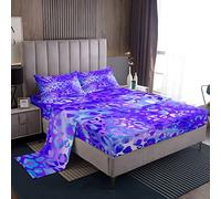 Loussiesd Set di lenzuola colorate leopardato blu viola leopardo per bambini eleganti set di biancheria da letto con animali selvatici ragazze donne leopardo maculato lenzuola camera 4 pezzi per letto