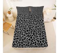 Loussiesd Set di lenzuola con angoli e 2 federe, per letto matrimoniale, motivo leopardato, con tasca profonda 40,6 cm, per ragazzi e ragazze, motivo safari africano, decorazione per camera da letto