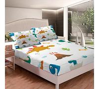 Loussiesd Set di lenzuola con angoli e dinosauri Kawaii, set di lenzuola con angoli Jungle Dino, set di lenzuola per bambini, ragazzi, ragazze, adulti, senza lenzuolo matrimoniale