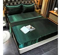 Loussiesd Set di lenzuola con angoli king size, 4 pezzi, colore verde seta, colore foglia di tè, lenzuolo superiore setoso in seta con tasca profonda, morbido lenzuolo piano