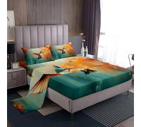 Loussiesd Set di lenzuola con colibrì per letto singolo, lenzuola con uccelli tropicali con tasca profonda, lenzuolo con angoli e fiori di colibrì, fiori di iris, decorazione per la stanza, colore