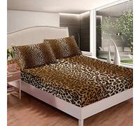 Loussiesd set di lenzuola con stampa leopardata e ghepardo, set di biancheria da letto per ragazze donne animali selvatici a lenzuolo con angoli fauna selvatica letto