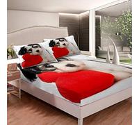 Loussiesd Set di lenzuola per cuccioli di cane, ragazzi,con stampa di cane, con animale, lenzuolo con angoli 3D, con stampa di cane, di biancheria da letto, 2 pezzi, per letto singolo