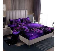 Loussiesd Set di lenzuola per letto king size, per ragazze, stile boho, acchiappasogni, gufo, morbido, viola, galassia mandala, set di biancheria da letto da donna con piume indiane hippie, set di 4