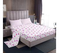 Loussiesd Set di lenzuola per San Valentino, king size, ragazzi e ragazze, con piccolo cuore lucido, per donne e uomini, colore rosso prugna, decorazione per la stanza, 1 lenzuolo con angoli + 2