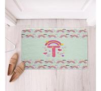 Loussiesd Simpatico tappeto da bagno arcobaleno verde in microfibra 40,6 x 61 cm personalizzato iniziale T zerbino antiscivolo cuore accessori da bagno Love tappetini da bagno Kawaii morbido zerbino