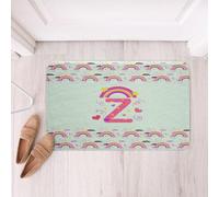 Loussiesd Simpatico tappeto da bagno arcobaleno verde in microfibra 50 x 81 cm personalizzato iniziale Z zerbini antiscivolo cuore accessori da bagno Love tappetini da bagno Kawaii morbido zerbino
