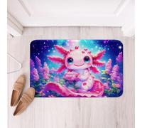 Loussiesd Simpatico tappeto da bagno Axolotl arcobaleno glitter tappetini da bagno in microfibra con animali cartoni animati accessori da bagno floreale zerbini antiscivolo 50 x 81 cm morbido