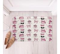 Loussiesd Simpatico tappeto da bagno con fiocco rosa tappetini da bagno caffè dessert accessori da bagno Sweet Princess zerbino 50 x 81 cm in morbida microfibra