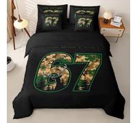 Loussiesd Six Seven - Set copripiumino con lenzuola, 7 pezzi, per letto super king size, marrone e verde, mimetico, per bambini, ragazzi e ragazze, motivo: caccia di cervi, decorazione per la stanza