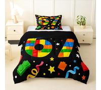Loussiesd Six Seven - Set copripiumino per letto singolo, stile astratto e moderno, set di biancheria da letto per bambini, ragazzi e ragazze, copripiumino con 1 federa