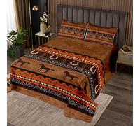 Loussiesd Southwestern Wild Horses - Set copriletto trapuntato a cavallo per ragazzi e ragazze per bambini e nativi americani set di coperte esotiche tribali singoli 2 pezzi170X230cm
