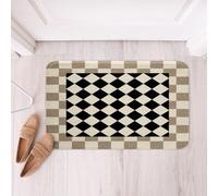 Loussiesd Tappeti da bagno a scacchi in microfibra 50 x 81 cm beige marrone plaid tappetini da bagno antiscivolo geometrico Groovy estetica accessori da bagno grigio zerbini morbido zerbino
