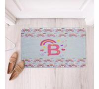 Loussiesd Tappeti da bagno arcobaleno blu carino personalizzato iniziale B zerbino cuore accessori bagno amore tappetini da bagno 40 x 61 cm kawaii morbida microfibra