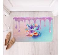 Loussiesd Tappeti da bagno arcobaleno glitterati in microfibra 40,6 x 61 cm personalizzati iniziale B tappetini da bagno antiscivolo floreale fiore accessori da bagno alfabeto zerbino colorato morbido