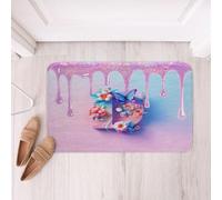 Loussiesd Tappeti da bagno arcobaleno glitterati personalizzati con iniziale D tappetini da bagno floreale fiore accessori da bagno alfabeto tappetini 40,6 x 61 cm colorato morbida microfibra