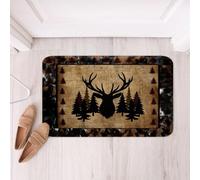 Loussiesd Tappeti da bagno cervi cervi caccia zerbini rustico cabina country accessori da bagno modello albero di pino tappetini da bagno 50 x 81 cm casale occidentale morbida microfibra