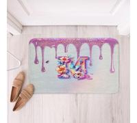 Loussiesd Tappeti da bagno con fiori floreali lettera M tappetini da bagno glitter arcobaleno accessori da bagno alfabeto tappetini 40,6 x 61 cm colorato morbida microfibra