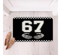 Loussiesd Tappeti da bagno con teschio scheletro sei sette a scacchi 67 tappetini a tema 67 accessori da bagno a tema nero teschio tappetini da bagno 50 x 81 cm in morbida microfibra