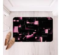 Loussiesd Tappeti da bagno geometrici astratti in microfibra 50 x 81 cm nero rosa gradiente zerbini antiscivolo linea neon modello accessori da bagno arte moderna tappetini da bagno morbido zerbino