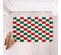 Loussiesd Tappeti da bagno natalizi a scacchi in microfibra 50 x 81 cm rosso verde plaid tappetini da bagno antiscivolo geometrico vintage accessori da bagno moderno semplice Groovy tappetino estetico